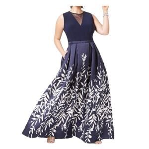 Morgan & Co Formal Floral Dress Plus Size18 Navy … - image 1